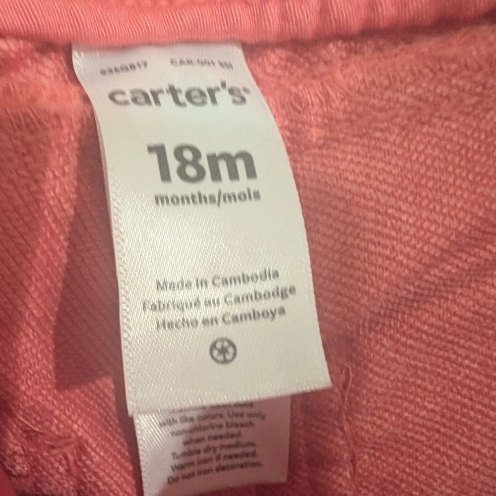 Carter's Girls Pink Long Pants Cotton Size 18m